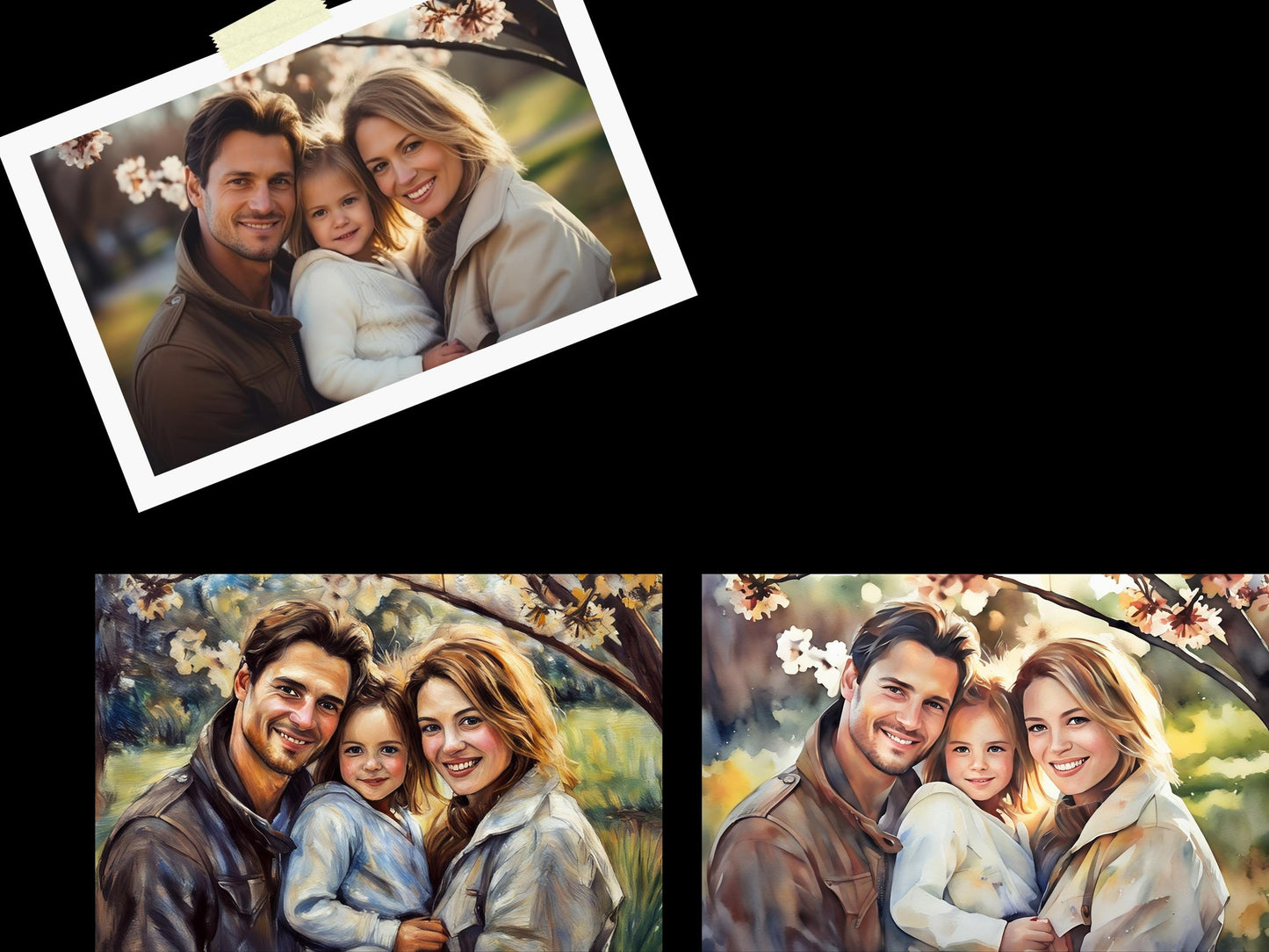 Canvas Wall Art, Photo To Painting, Mother's Day Gift, Watercolor Portrait, Personalized Photo Gift, Perfect Gift, Family Keepsake
