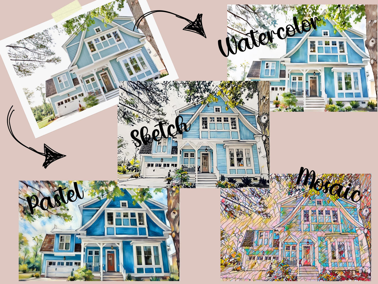 Home portrait, house painting, housewarming gift, our first home sign, home sweet home sign, watercolor home, house portrait, realtor gift