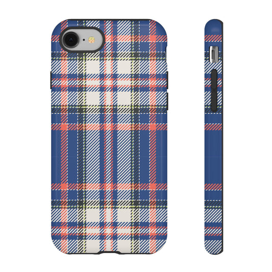 Blue Plaid Tough Phone Cases | Durable Protection, Flower Design, Gift for Her, Trendy Accessory, Spring Style