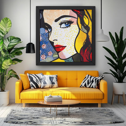 Canvas Art Print, Lichtenstein Inspired Wall Decor, Pop Art Poster, Modern Art Painting, Bold Colorful Print, Home Office Decor