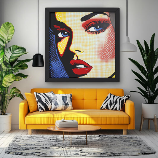 Canvas Art Print, Lichtenstein Inspired Wall Decor, Pop Art Poster, Modern Art Painting, Bold Colorful Print, Home Office Decor