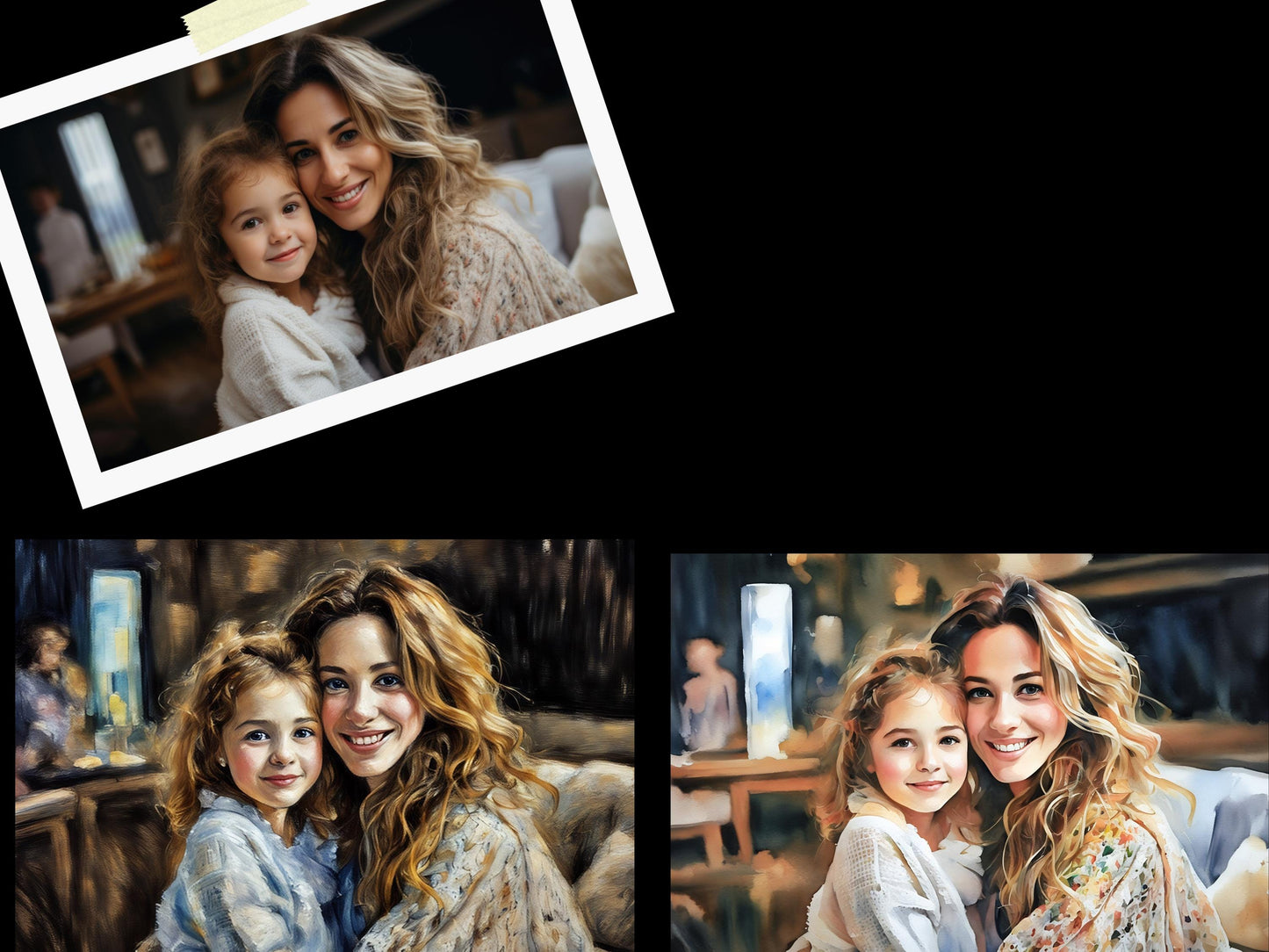 Canvas Wall Art, Photo To Painting, Mother's Day Gift, Watercolor Portrait, Personalized Photo Gift, Perfect Gift, Family Keepsake