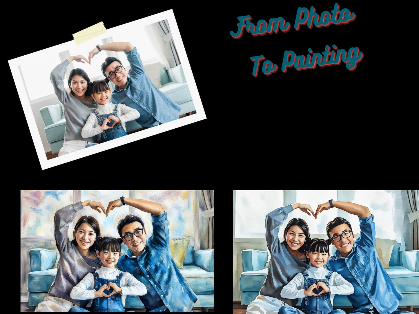 Canvas Wall Art, Photo To Painting, Mother's Day Gift, Watercolor Portrait, Personalized Photo Gift, Perfect Gift, Family Keepsake