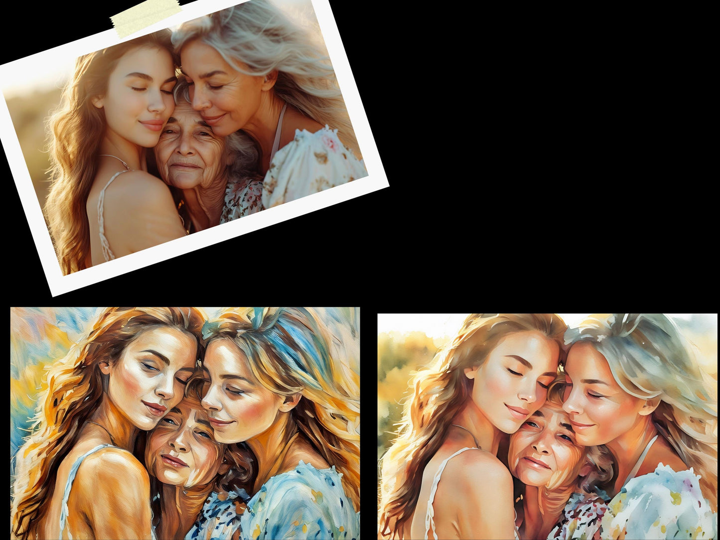 Canvas Wall Art, Photo To Painting, Mother's Day Gift, Watercolor Portrait, Personalized Photo Gift, Perfect Gift, Family Keepsake